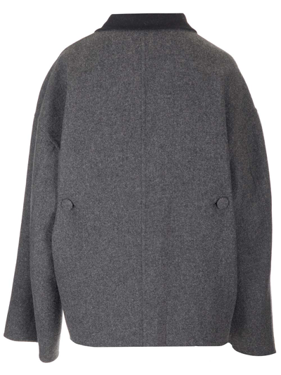 Shop Givenchy Reversible Wool Coat In Grey