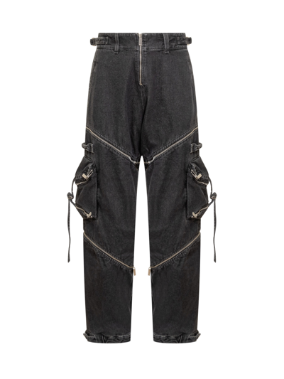 Shop Off-white Zip Denim Cargo Pants In Vintage Grey No Color