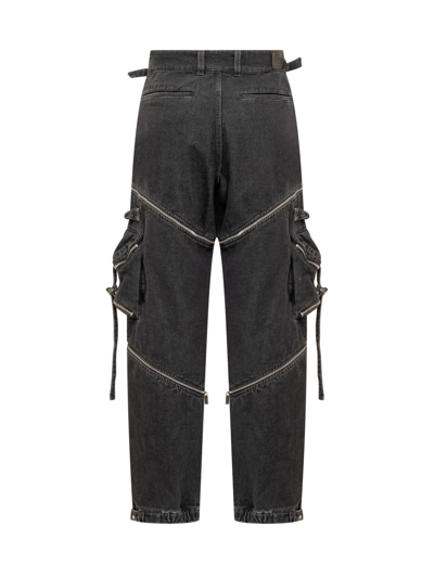 Shop Off-white Zip Denim Cargo Pants In Vintage Grey No Color