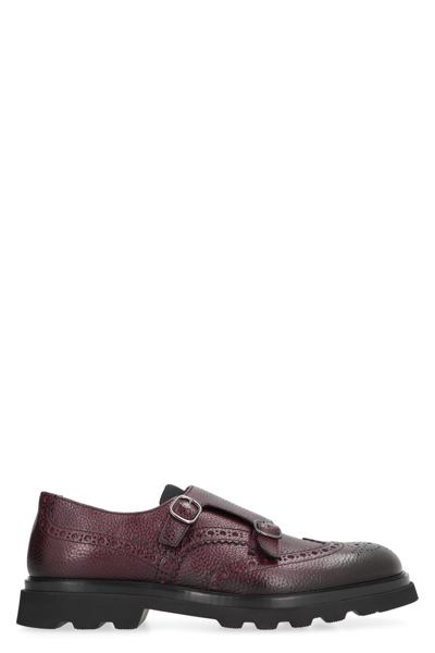 Shop Doucal's Elen Leather Monk-strap In Red-purple Or Grape