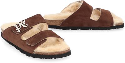 Shop Palm Angels Suede Sandals In Brown