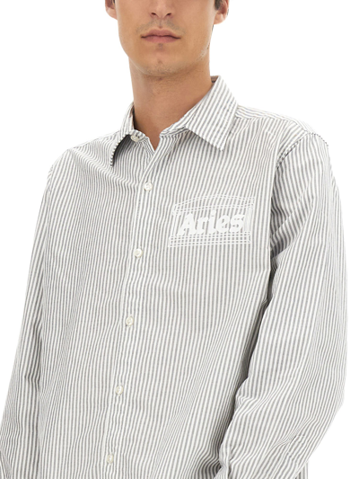 Shop Aries Oxford Shirt With Logo In Nero