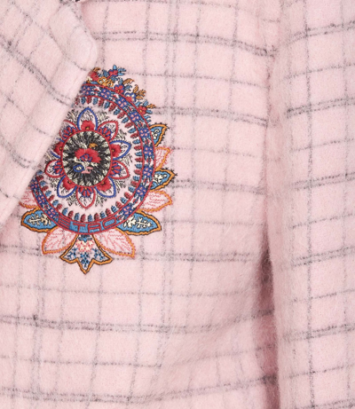Shop Etro Embroidered Check Heavy Jacket In Pink