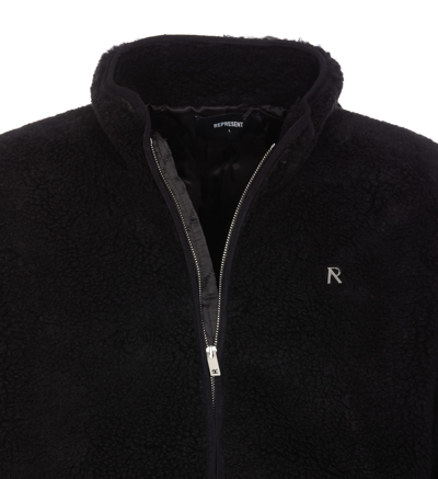 Shop Represent Fleece Jacket In Black