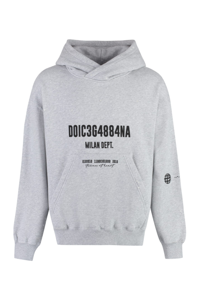 Shop Dolce & Gabbana Logo Cotton Hoodie In Grey