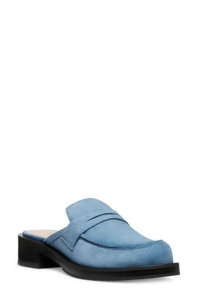 Shop Stuart Weitzman Palmer Bold Loafer Mule In Blue Steel Leather