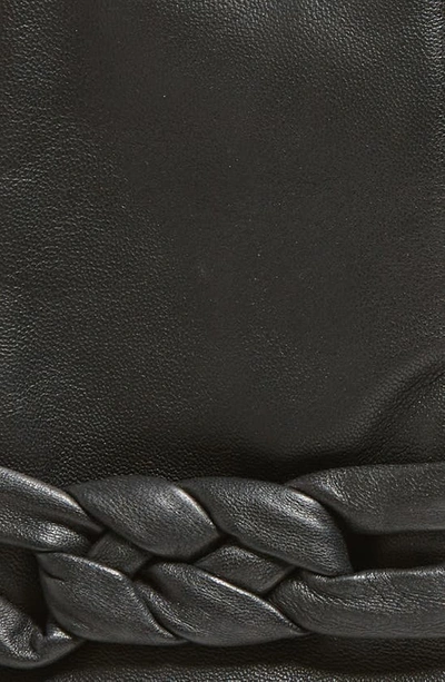 Cole Haan Braid Strap Mixed Media Leather Gloves In Black