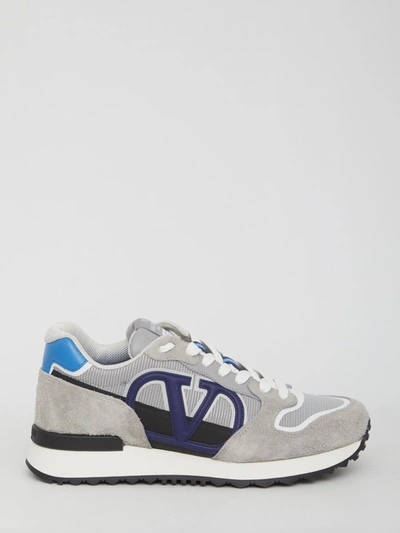 Shop Valentino Low-top Vlogo Pace Sneakers In Grey