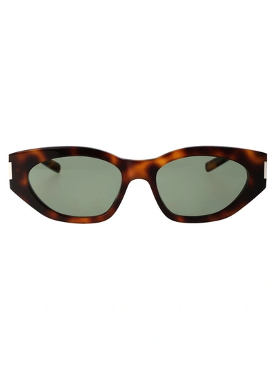 Shop Saint Laurent Eyewear Sunglasses In 003 Havana Havana Green