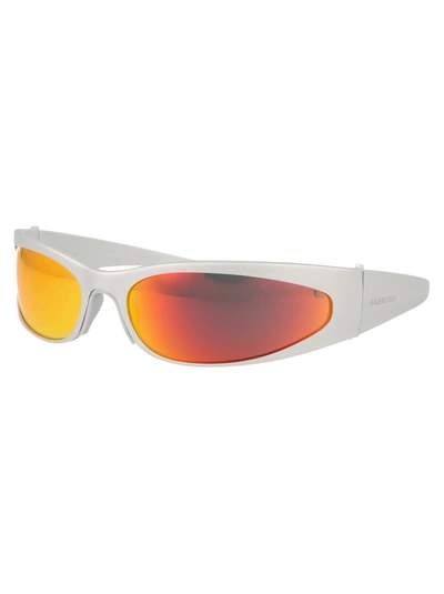 Shop Balenciaga Sunglasses In 004 Silver Silver Red