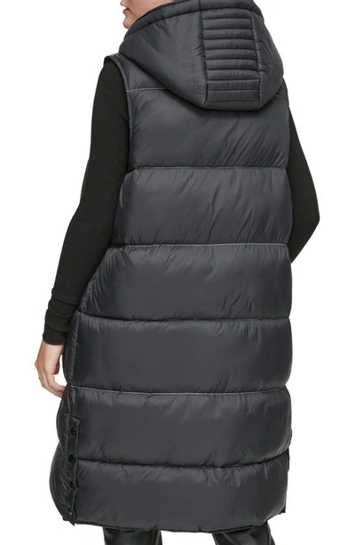 Andrew Marc Kerr Hooded Longline Puffer Vest In Black
