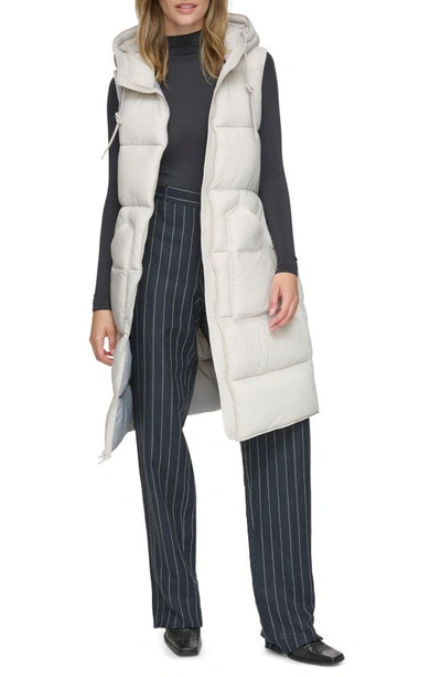 Andrew Marc Kerr Hooded Longline Puffer Vest In Moon