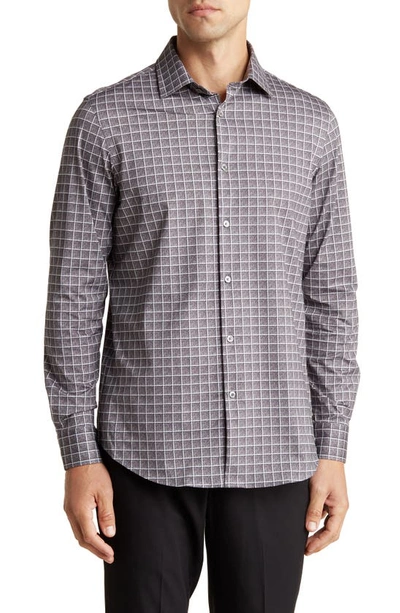 Shop Bugatchi Ooohcotton® Check Print Button-up Shirt In Charcoal