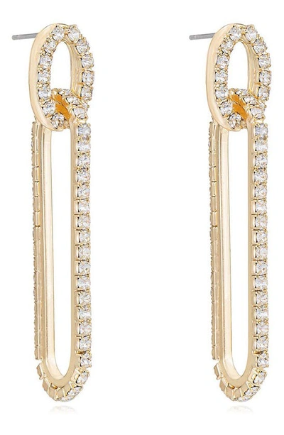 Shop Ettika Crystal Paperclip Drop Earrings In Gold