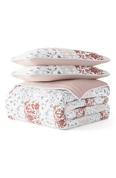 Ienjoy Home 3-piece Scroll Print Quilt Set In Blush