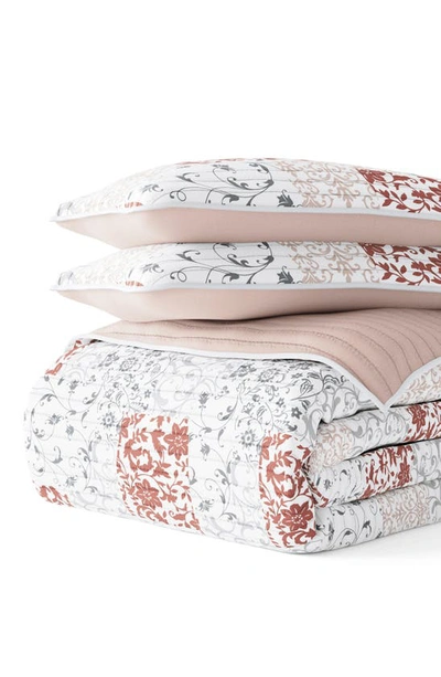 Ienjoy Home 3-piece Scroll Print Quilt Set In Blush