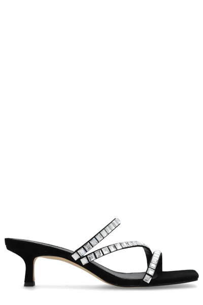 Shop Michael Michael Kors Embellished Open Toe Sandals In Black