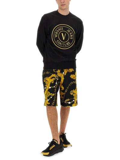 Shop Versace Jeans Couture "v-emblem" Sweatshirt In Black