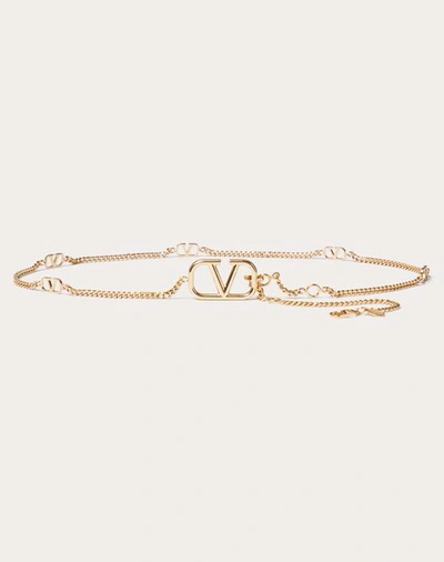 Shop Valentino Garavani Vlogo Signature Chain Belt Woman Gold M