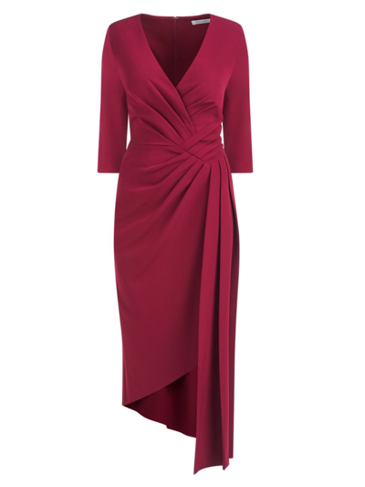 Shop Kay Unger Women's Leena Draped Midi-dress In Crimson