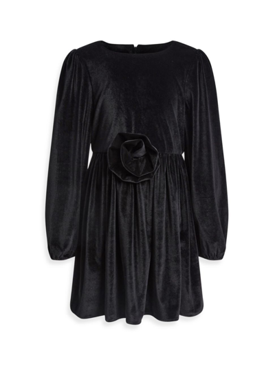 Shop Bardot Junior Girl's Hadless Velour Mini Dress In Black