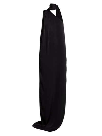 Shop Stella Mccartney Women's Sleeveless Scarf-neck Gown In Black