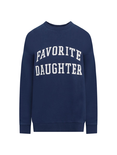 Shop Favorite Daughter Women's Collegiate Oversized Cotton Logo Sweatshirt In Navy