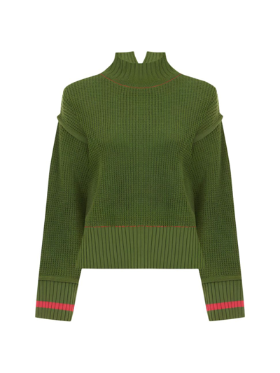 Shop Knitss Women's Marigold Wool-blend Waffle Sweater In Herb Green