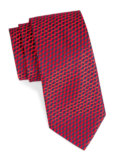 Shop Charvet Men's Neat Geo Block Silk Jacquard Tie In Red Navy