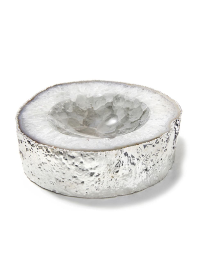 Shop Anna New York Sterling Silver-plated Agate Bowl In Natural Silver