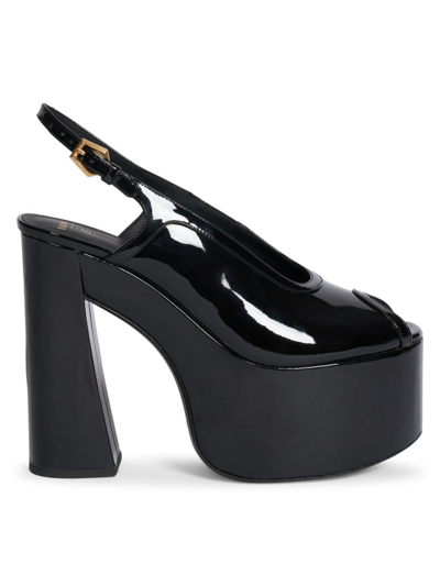 Shop Balmain Women's Cam-patent Leather Platform Sandals In Black