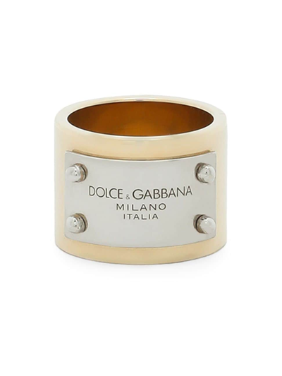 Shop Dolce & Gabbana Women's Two-tone Logo Band In Gold