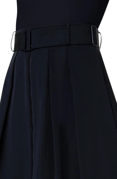 Shop Akris Punto Belted Taffeta Skirt In Black