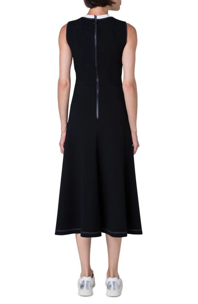Shop Akris Punto Sleeveless Knit Midi Dress In Black-white