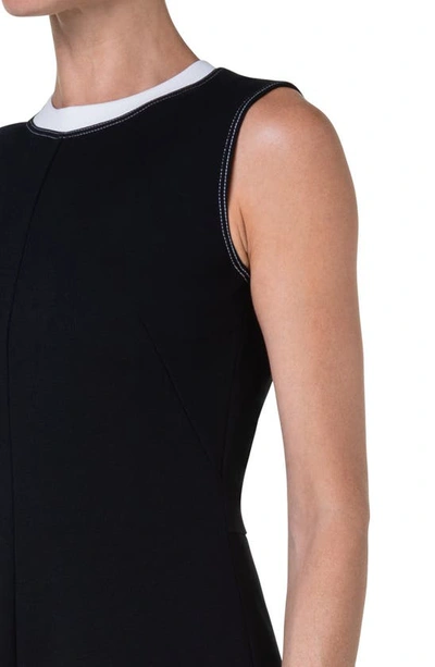 Shop Akris Punto Sleeveless Knit Midi Dress In Black-white
