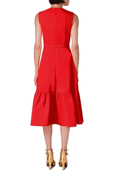 Shop Akris Punto Sleeveless Taffeta Midi Dress In Red