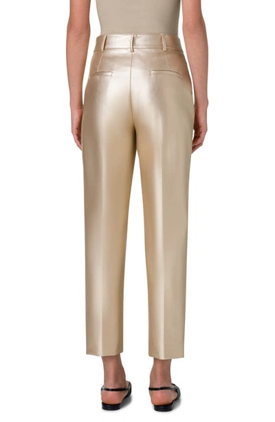 Shop Akris Punto Feryn Metallic Faux Leather Pants In Gold