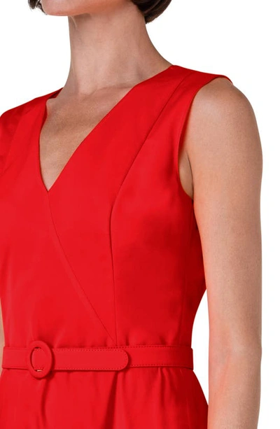 Shop Akris Punto Sleeveless Taffeta Midi Dress In Red
