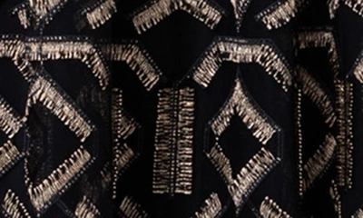 Shop Akris Punto Metallic Embroidery Sleeveless Midi Dress In Black-gold