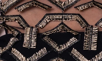 Shop Akris Punto Fringe Embroidered Tulle Top In Black-gold