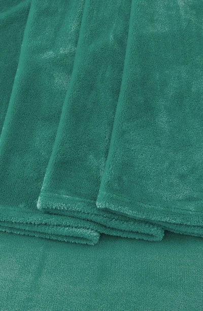 Shop Woven & Weft Solid Plush Velour Sheet Set In Aqua