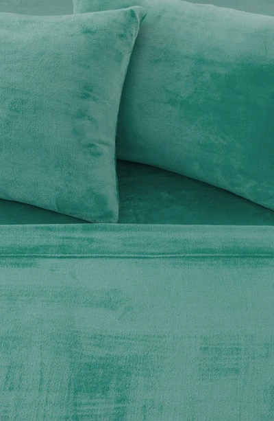 Shop Woven & Weft Solid Plush Velour Sheet Set In Aqua