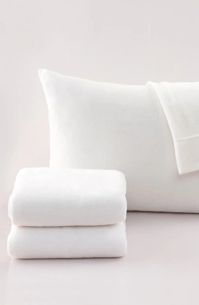 Woven & Weft Solid Plush Velour Sheet Set In Winter White