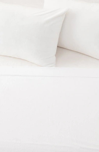 Woven & Weft Solid Plush Velour Sheet Set In Winter White