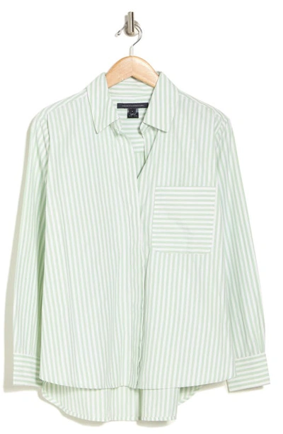Shop French Connection Relaxed Fit Stripe Popover Shirt In White-blue
