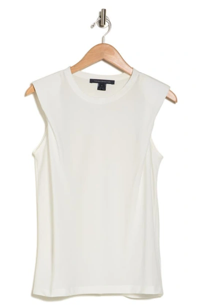 Shop French Connection Padded Shoulder Crepe Tank Top In Summer White