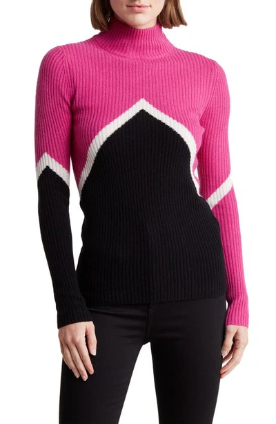 Shop 360cashmere Torah Colorblock Wool & Cashmere Ribbed Sweater In Magenta Multi