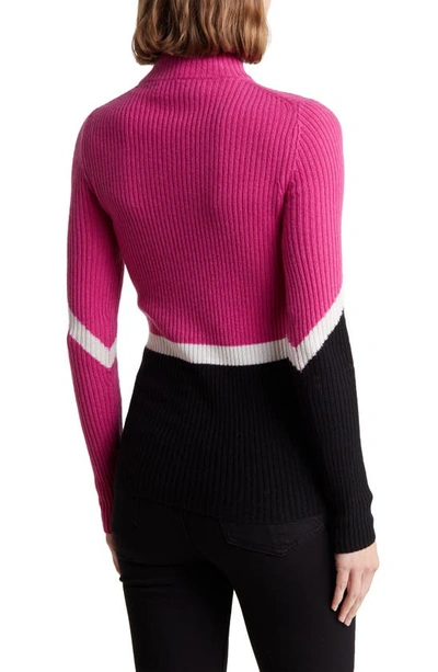 Shop 360cashmere Torah Colorblock Wool & Cashmere Ribbed Sweater In Magenta Multi