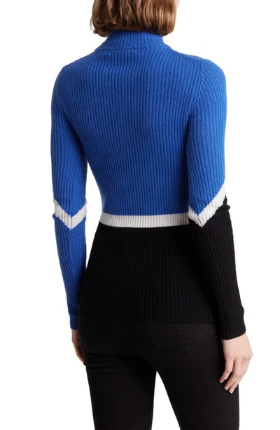 Shop 360cashmere Torah Colorblock Wool & Cashmere Ribbed Sweater In Cobalt Multi