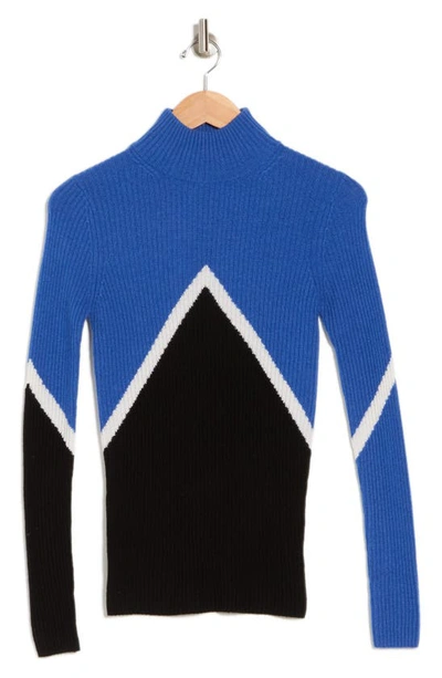 Shop 360cashmere Torah Colorblock Wool & Cashmere Ribbed Sweater In Cobalt Multi